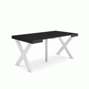 SKRAUT HOME Table console extensible, 160, Pour 8 personnes, Pieds bois massif, Noir - noir Bois manufacturé 285_6