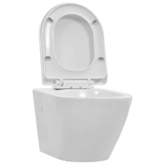 TOILETTE SUSPENDUE AU MUR SANS REBORD SIÈGE DE TOILETTE WC TOILETTE CUVETTE SALLE DE BAIN MAISON INTÉRIEUR DURABLE CÉRAMIQUE BLANC 02_0003587
