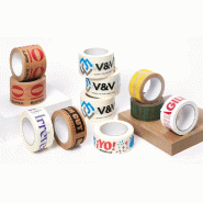 Adhésif personnalisable PVC solvant transparent x144 rouleaux impre.2 col 50x66m