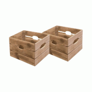 Bac en bois Westside - L33xP36xH38cm - Set de 2 - Pin massif vieilli - Couleur miel