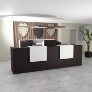 Banque d'accueil 2 personnes delta first avec 2 tops - MOBEL LINEA - blanc mat, wengé, 284