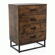 Buffet / commode VINSTRA 60x38,5x83,3 cm 4 tiroirs marron hjh LIVING - marron multi-matériau 928002