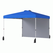 COSTWAY Chapiteau 3x3m portable avec paroi, pare-soleil, sac, 8 piquets, 4 ancres, 4 haubans, 4 sacs sable, Bleu - bleu métal ZB34771NX