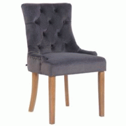 Décoshop26 - Chaise de salle à manger x1 design antique capitonné en velours gris foncé avec 4 pieds en bois clair 10_0001942 - gris 3000250751124 Décoshop26 - Chaise de salle à manger x1 design antique capitonné en velours gris foncé avec 4 pieds en bois clair 10_0001942 - gris 3000250751124