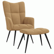 Décoshop26 - Fauteuil lounge chaise de canapé design moderne avec repose-pieds en velours marron DEC026602 - marron 3000255908394