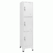 Helloshop26 - Armoire à casier avec 3 compartiments 38 x 45 x 180 cm idéal vestiaire sportif design industriel en acier gris 02_0046289 - gris acier_0