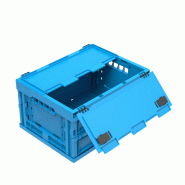 Lot de 10 bacs Europe 400 x 300 pliables avec couvercle - polypropylène, qualité alimentaire, certification Eco-Label Blue Angel Lot de 10 bacs Europe 400 x 300 pliables avec couvercle - polypropylène, qualité alimentaire, certification Eco-Label Blue Angel