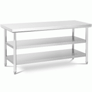 Royal Catering - Royal Catering RCWT-180X60-3L-E Table De Travail en INOX Cuisine Plan Professionnel De Boucher (60 x 180 cm, 3 Niveaux, Capacité - m