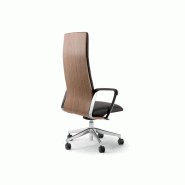 Fauteuil de direction Colonel en cuir - dos placage bois, réglable en hauteur avec mécanisme synchrone Fauteuil de direction Colonel en cuir - dos placage bois, réglable en hauteur avec mécanisme synchrone