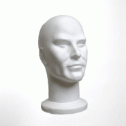 Tête Homme Blanche - Présentation Accessoires Mode - Dimensions : 18x23x32cm - Circonférence de tête : 55cm