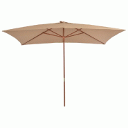 VidaXL Parasol d'extérieur avec mât en bois 200 x 300 cm taupe Modèle Alizé - beige 44514