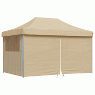VidaXL Tente de réception pliable escamotable avec 4 parois latérales Modèle AbriAngle 332 - beige 4004975