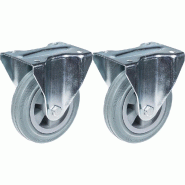 Roulette 160mm 6" à pneu en caoutchouc gris, solide et fixe, capacité de 270kg, jeu de 2 Roulette 160mm 6" à pneu en caoutchouc gris, solide et fixe, capacité de 270kg, jeu de 2