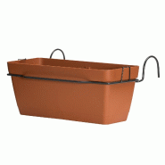 ArtPlast - Jardinière de balcon 7,5 L avec crochet 39,5x29x18 cm, terracotta - Collection LOLEGO FLY SQUARE - orange plastique polypropylène ZA2210