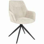 Décoshop26 - Chaise de salle à manger pivotant avec accoudoirs x1 en tissu crème et piètement en métal noir 10_0002042 - noir 3000250804370 Décoshop26 - Chaise de salle à manger pivotant avec accoudoirs x1 en tissu crème et piètement en métal noir 10_0002042 - noir 3000250804370