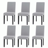 Décoshop26 - Lot de 6 chaises de salle à manger dossier haut en tissu velours côtelé gris clair et bois pieds foncés 04_0007641 - gris 3000262211791 Décoshop26 - Lot de 6 chaises de salle à manger dossier haut en tissu velours côtelé gris clair et bois pieds foncés 04_0007641 - gris 3000262211791