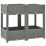 Helloshop26 - Jardinière bac lit surélevé plantes fleurs terrasse jardin 80 x 40 x 71 cm polypropylène gris 02_0039243 - 3000218450045