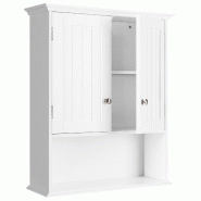 Helloshop26 - Meuble de salle de bain armoire murale 60 x 19 x 71 cm gain de place finition étanche design moderne en MDF blanc 20_0019238 - 30002328