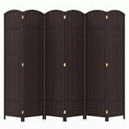 Helloshop26 - Paravent à 6 panneaux 240 x 170 cm écran de confidentialité pliable design moderne en bois massif marron 20_0013043 - 3000227554635