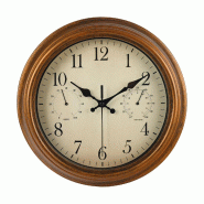 Horloge Murale Rétro Étanche IvoQ – 30 cm – Horloge à Quartz Silencieuse – Résistante aux Intempéries – Avec Thermomètre & Hygromètre - 8721161176947