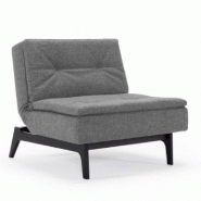 INNOVATION LIVING  FAUTEUIL DESIGN DUBLEXO EIK TISSU GRIS TWIST CHARCOAL CONVERTIBLE LIT 90*115 CM PIÉTEMENT TEINTÉ NOIR