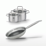 Lot Poêle 24cm Elo Relief Solution & 2 Faitouts 16/20cm - gris 3176239958843