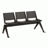 Poutre d'accueil en polypropylène KITA - Noir, 3 places_0