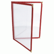 Protège menu 2 volets A5 PVC bordure bordeaux