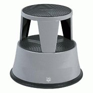 Tabouret escamotable - gris - Ø43cm - H41cm - roues rétractables - ultra stable