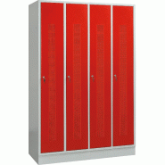 Vestiaire métallique 4 portes rouges perforées MW Tools KL40R Vestiaire métallique 4 portes rouges perforées MW Tools KL40R