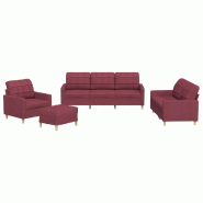 VidaXL Ensemble de canapés 4 pcs avec coussins Rouge bordeaux Tissu Modèle Atlas Core Plus - 3201256