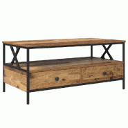 VidaXL Table basse Bois ancien 100 x 51 x 45 cm Bois d'ingénierie Modèle Polaris Industriel - 874094