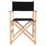 WellHome - Fauteuil director sunset finition vernie - toile noire 51x46x86 cm - noir Bois massif WH13261