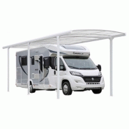 Abri camping-car ouvert alu blanc / structure en aluminium / toiture plate en polycarbonate
