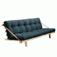 BANQUETTE FUTON JUMP EN PIN MASSIF COLORIS BLEU PÉTROLE COUCHAGE 130 CM.