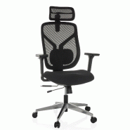 Chaise de bureau / fauteuil de direction CASSILIS B assise tissu / dossier résille noir hjh OFFICE - noir polyester 751018