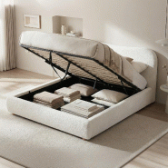 CLP Lit rembourré Maido Crème/160x200 cm - beige textile 327091