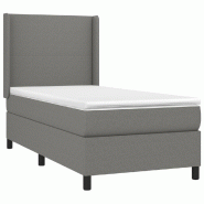 Décoshop26 - Cadre de lit LED avec sommier tête de lit matelas 100x200 cm tissu gris foncé TDL0208441 - gris 3001540382721