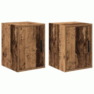 Helloshop26 - Lot de 2 armoires murales de garage 30 x 30 x 41 cm rangement pratique finition vintage en bois d'ingénierie vieux 02_0051415 - Bois ma