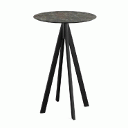 Infinity mange-debout avec piètement noir + plateau HPL Galaxy Marble Ø70 cm