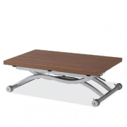Table relevable extensible HIRONDELLE compacte finition noyer 100 x 57/114 cm