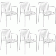 Tectake Chaises de jardin Alcudia - Lot de 6 - empilables, résistantes aux intempéries, en plastique polypropylène - Blanc - 406184 Tectake Chaises de jardin Alcudia - Lot de 6 - empilables, résistantes aux intempéries, en plastique polypropylène - Blanc - 406184