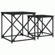 VidaXL Tables basses gigognes 2 pcs noir bois d'ingénierie Modèle Lofty Ligne - 838943