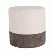 WellHome - Tabouret "Boucle" Ø35 cm beige avec gris foncé - WH15220