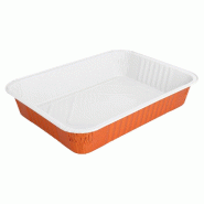Barquette aluminium laqué cuivre intérieur blanc 1360cc 24x17,9x4,2cm - par 100