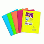 Clairefontaine Lot de 5 Carnet Kover Book Néon A5, 160p./80 feuilles 90 g/m² reliure intégrale, couv. Envel. Fluo assorties (5), quadrillé 5x5 - 3
