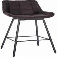 Décoshop26 - Tabouret de bar pivotant x1 avec repose-pieds revêtement en PVC marron piètement à quatre pieds en métal noir 10_0005471 - marron m�