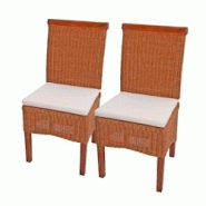 Décoshop26 - Lot de 2 chaises de salle à manger en rotin avec coussin pieds en bois 04_0000193 - 3000253928981 Décoshop26 - Lot de 2 chaises de salle à manger en rotin avec coussin pieds en bois 04_0000193 - 3000253928981