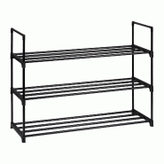 Helloshop26 - Étagère à chaussures en métal noir 91,5 x 90,5 x 30,5 cm rangement flexible en couloir et camping 13_0010474 - noir métal 3000245253633