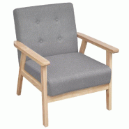 Helloshop26 - Fauteuil chaise siège lounge design club sofa salon tissu gris clair 1102080/3 - gris Bois massif 3000140541309
